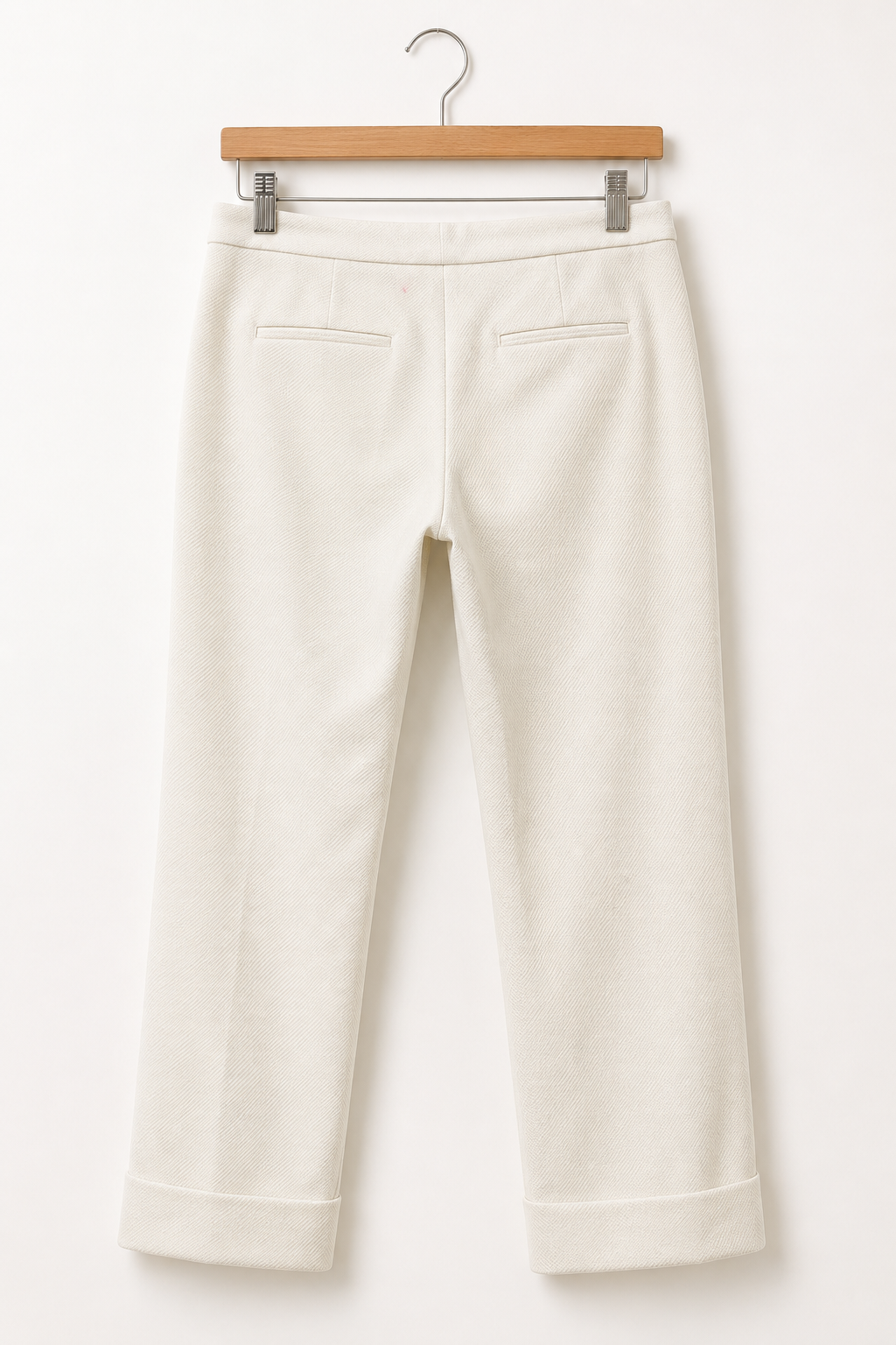 Ann Taylor Ivory Textured Cuffed Pants Size 2
