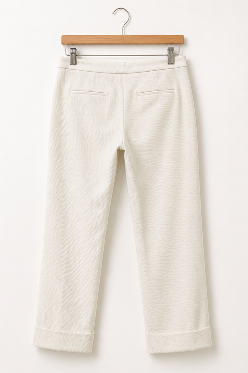 Ann Taylor Ivory Textured Cuffed Pants Size 2